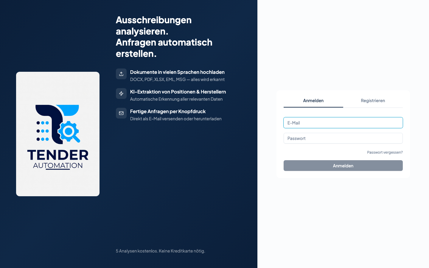Tender Automation App Screenshot